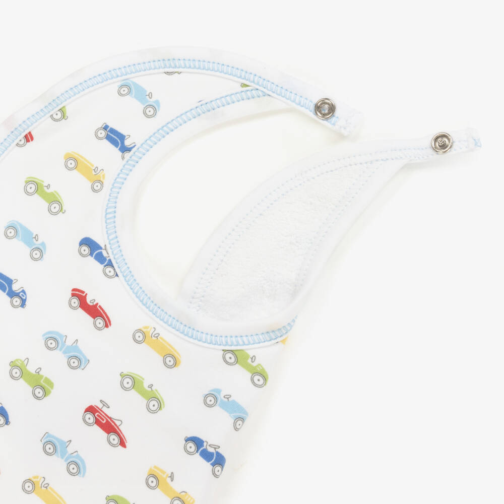 Kissy Kissy-Boys Soft White Car Print Bib | Childrensalon Outlet