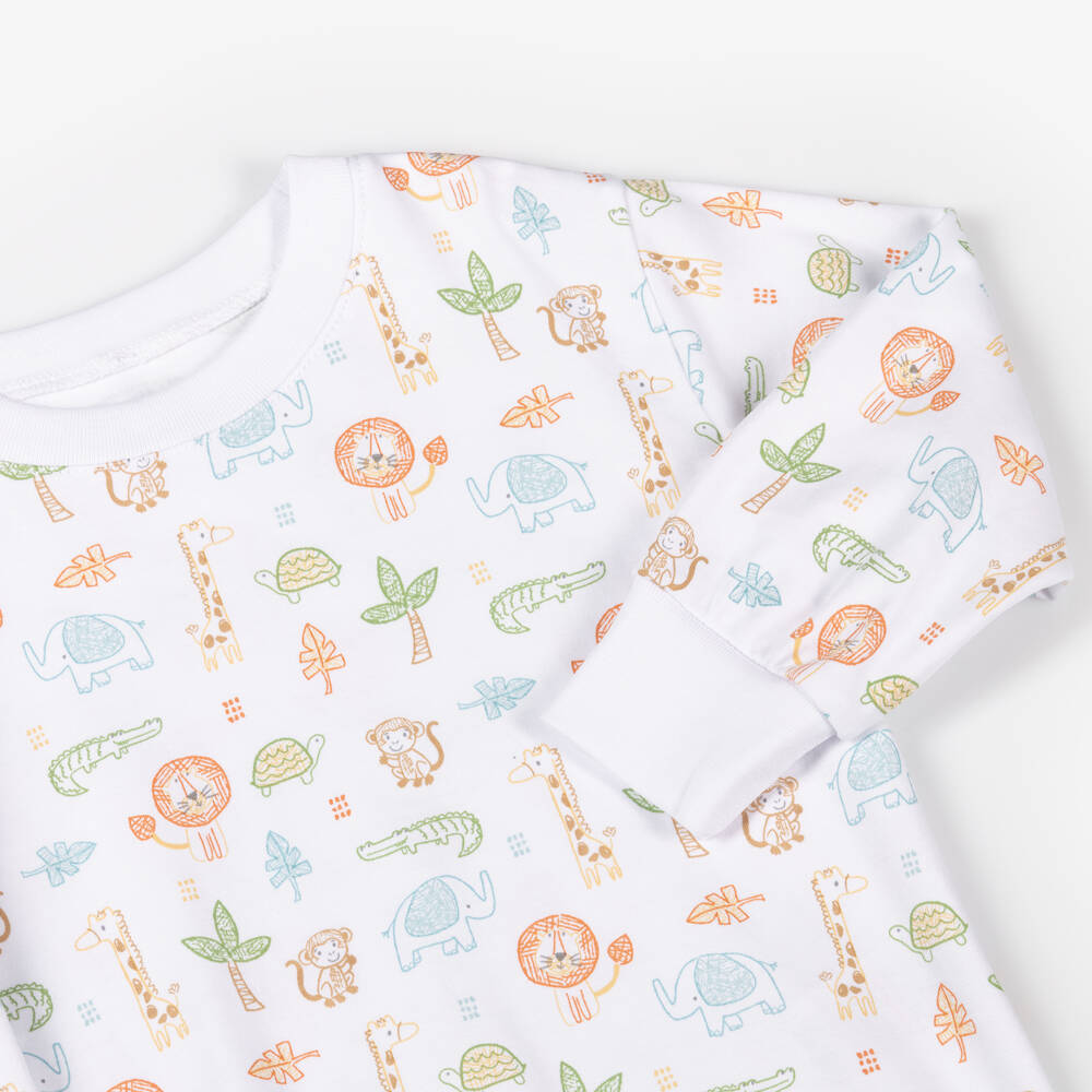 Kissy Kissy-ملابس نوم ناعمة بيضاء للأولاد بنقشة الغابة | Childrensalon Outlet