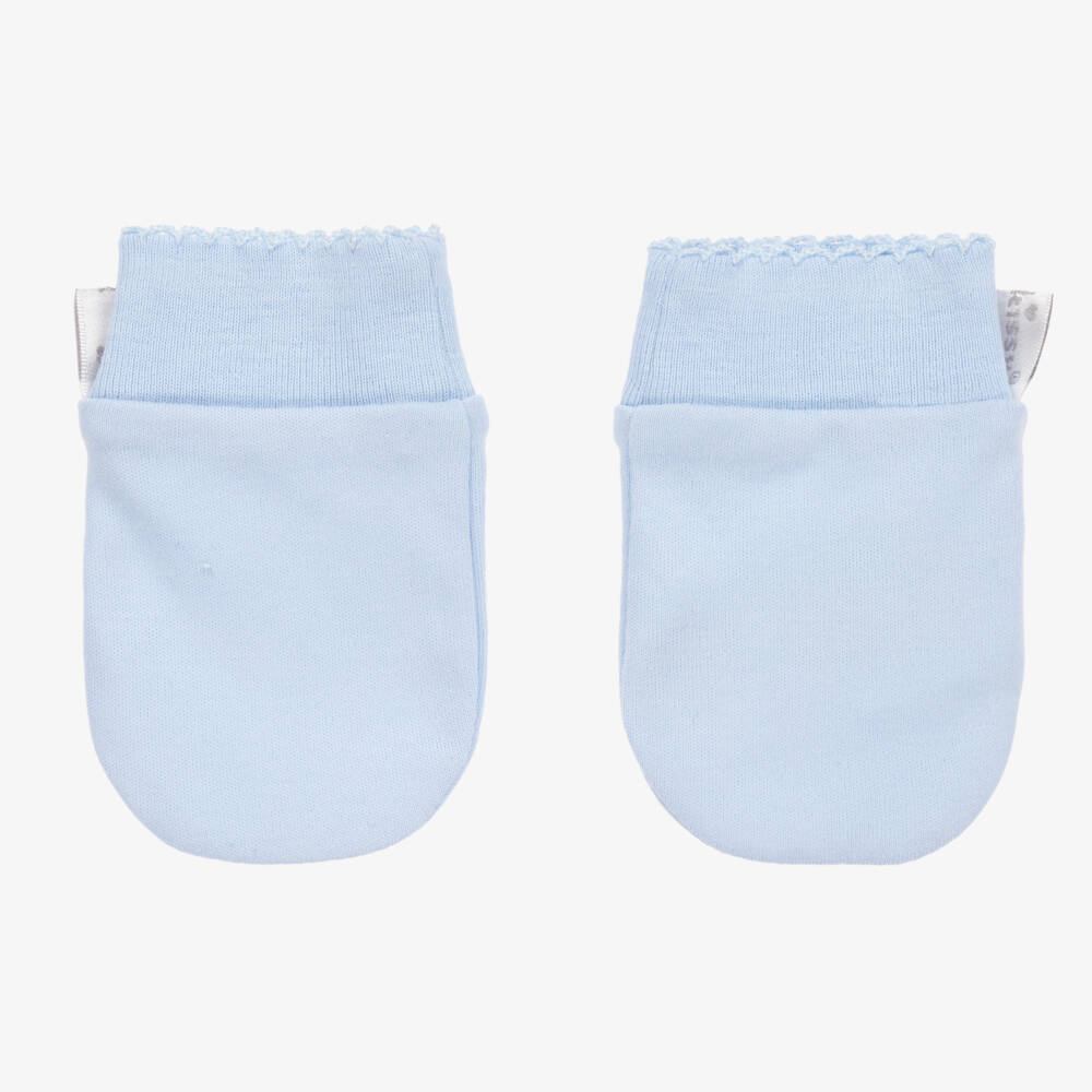 Kissy Kissy-Boys Teddy Blue Scratch Mitts | Childrensalon Outlet