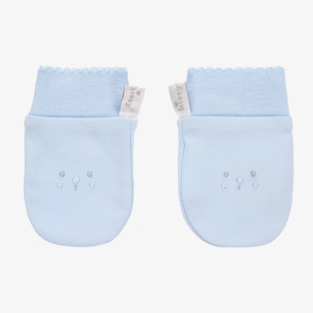 Kissy Kissy-Boys Teddy Blue Scratch Mitts | Childrensalon Outlet