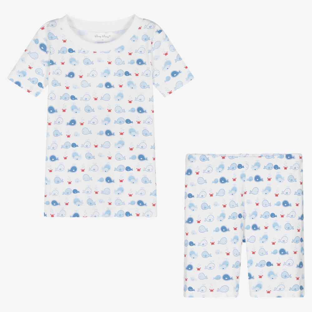 Kissy Kissy-طقم بيجاما شورت قطن بيما لون أزرق وأبيض | Childrensalon Outlet