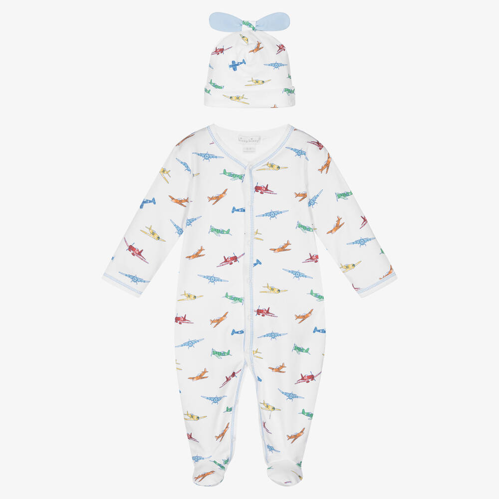 Kissy Kissy - Ensemble grenouillère blanc aviateurs garçon | Childrensalon