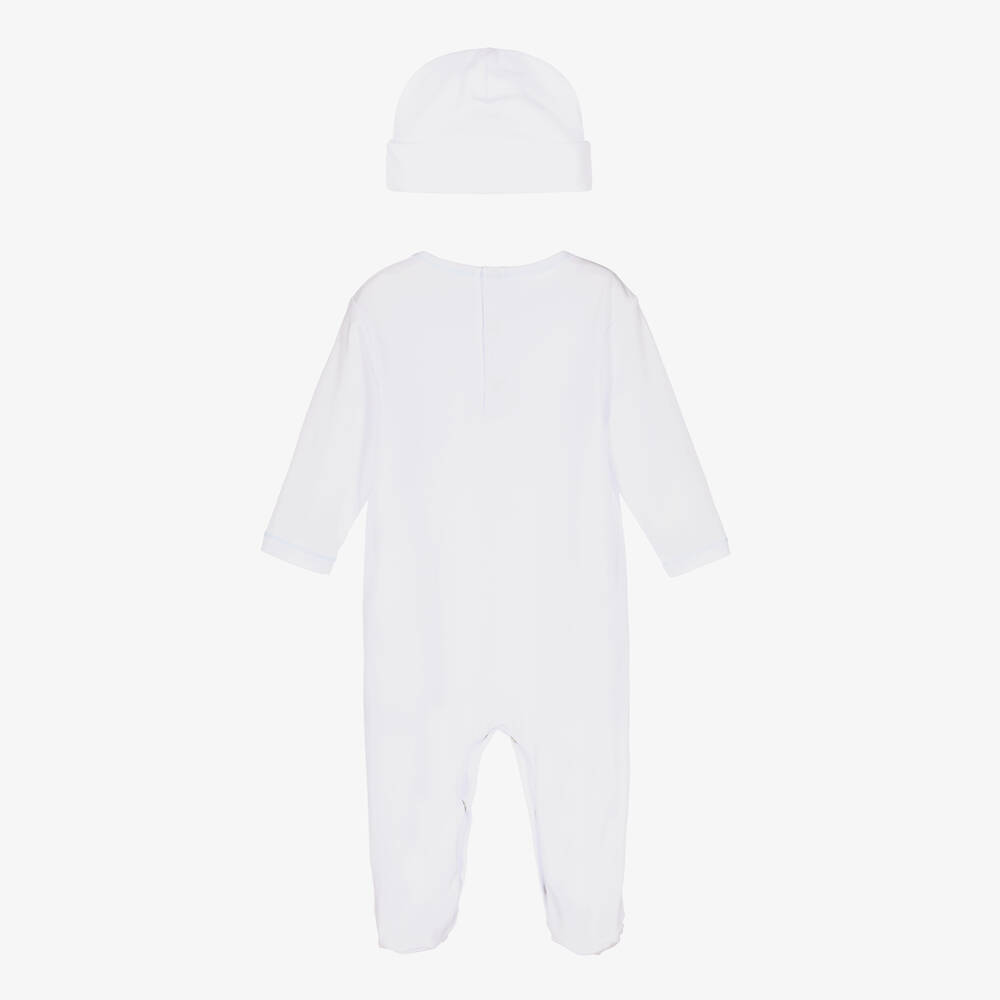 Kissy Kissy-طقم بيبي غرو قطن بيما لون أبيض وأزرق للمواليد | Childrensalon Outlet