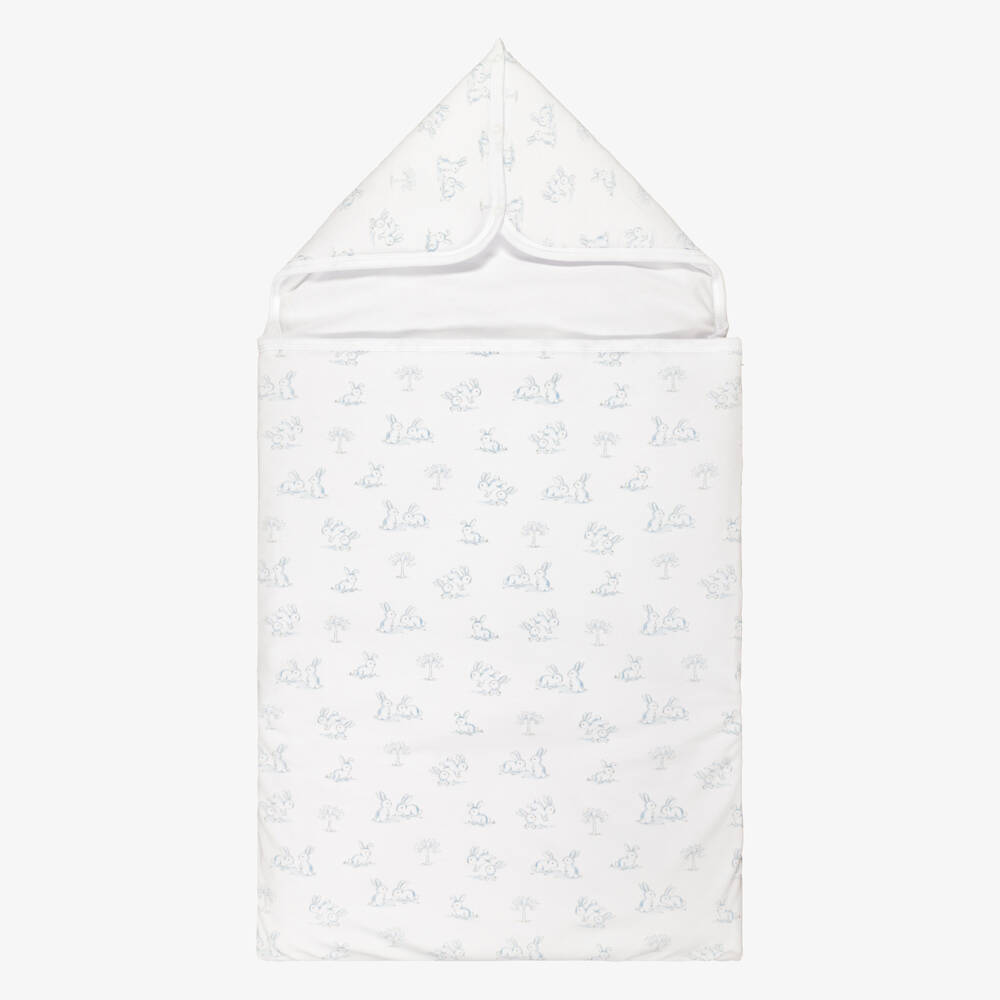 Kissy Kissy-Boys White & Blue Springtime Bunny Fun Baby Nest (78cm) | Childrensalon Outlet