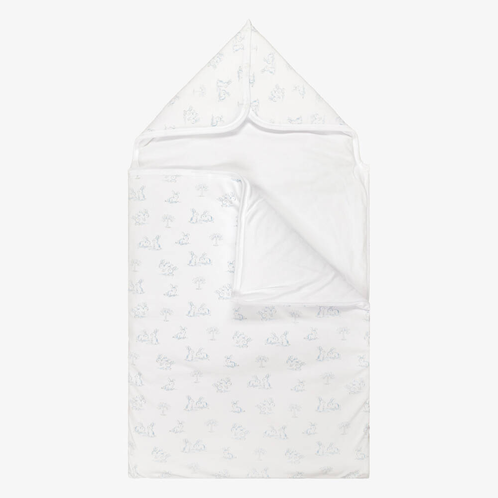 Kissy Kissy-Boys White & Blue Springtime Bunny Fun Baby Nest (78cm) | Childrensalon Outlet