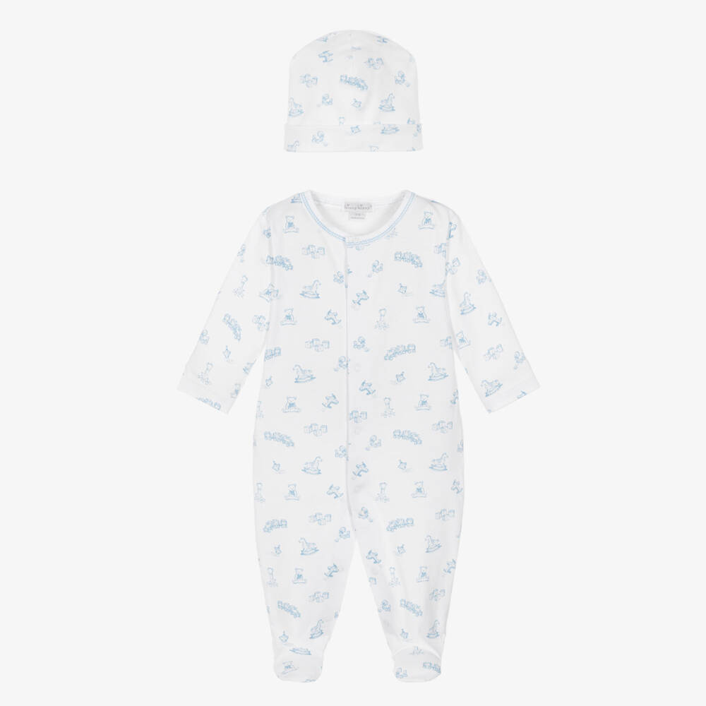 Kissy Kissy-Boys White & Blue Toy Babygrow Set | Childrensalon Outlet