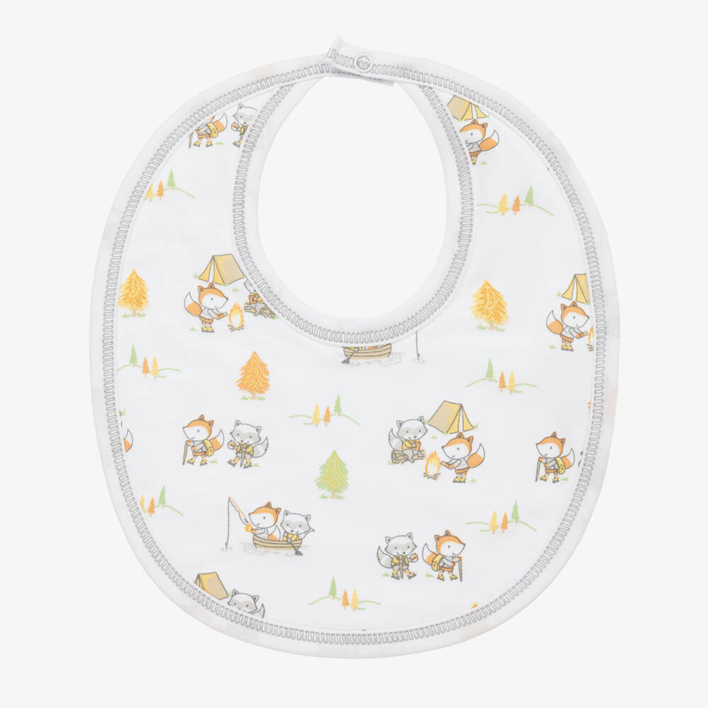 Kissy Kissy-Boys White Camping Story Bib | Childrensalon Outlet