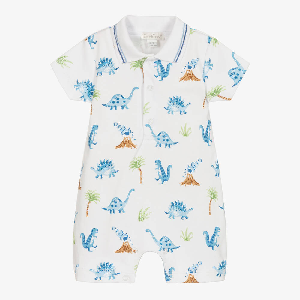 Kissy Kissy - Boys White Cotton Dino Territory Shortie | Childrensalon