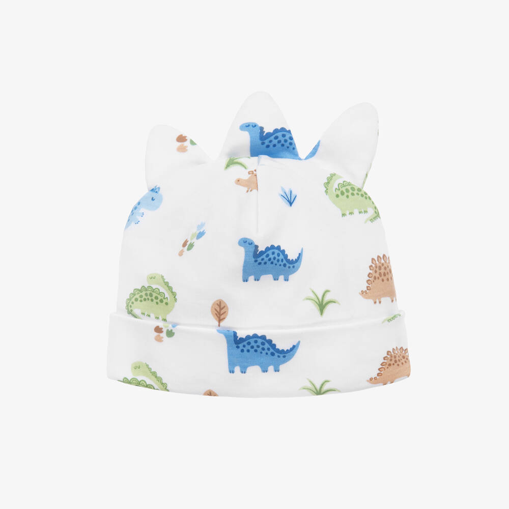 Kissy Kissy-قبعة بطبعة ديناصورات قطن لون أبيض للمواليد | Childrensalon Outlet