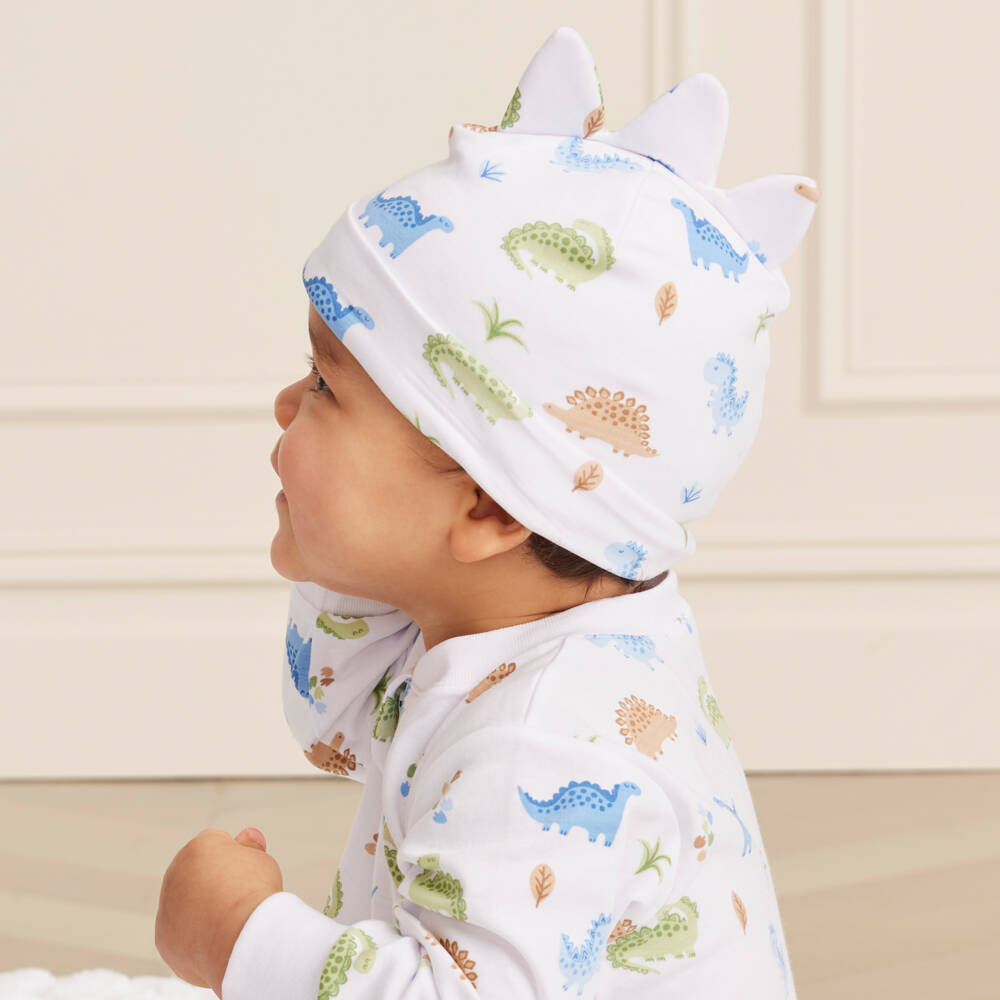 Kissy Kissy-قبعة بطبعة ديناصورات قطن لون أبيض للمواليد | Childrensalon Outlet