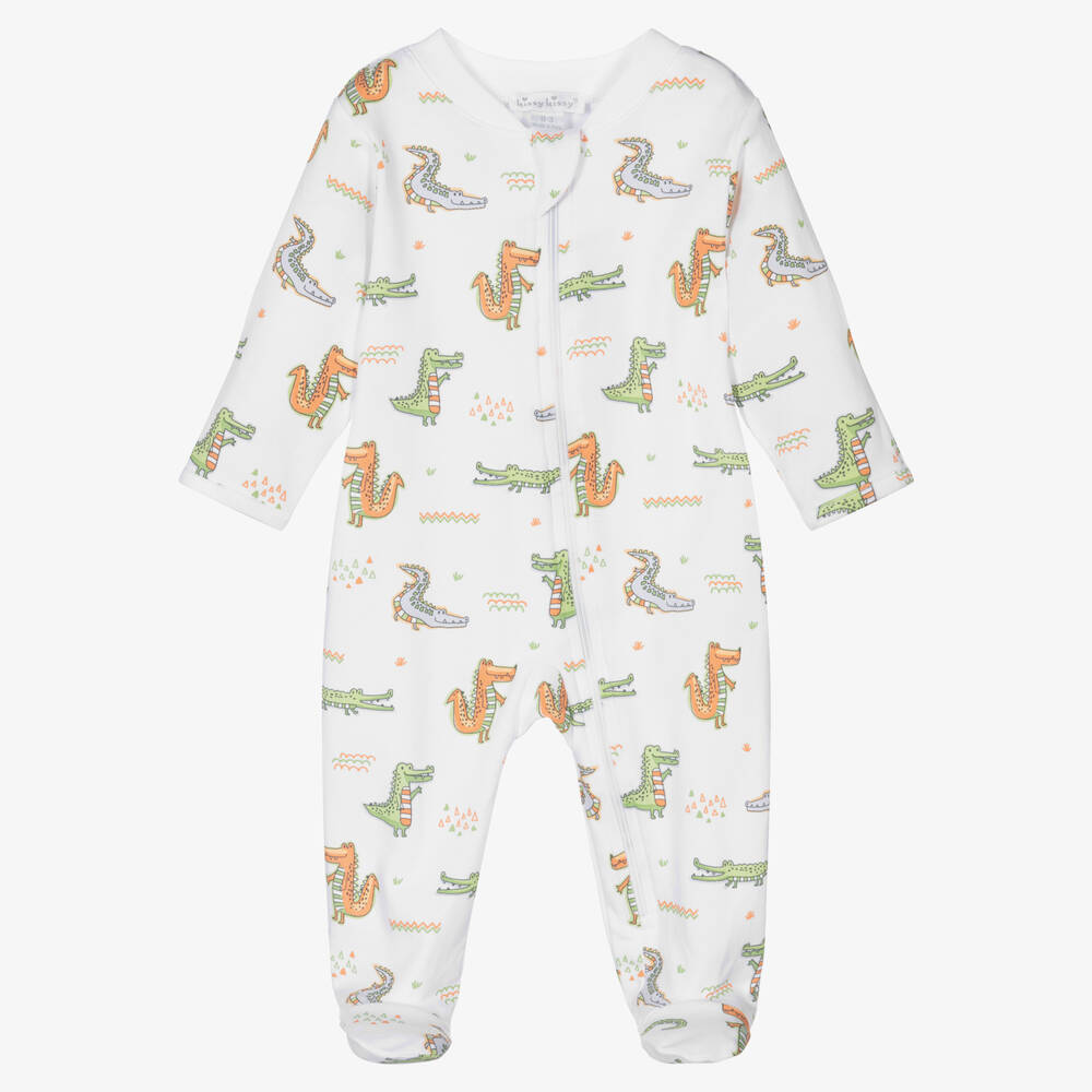 Kissy Kissy - Boys White Crocodile Crew Babygrow | Childrensalon