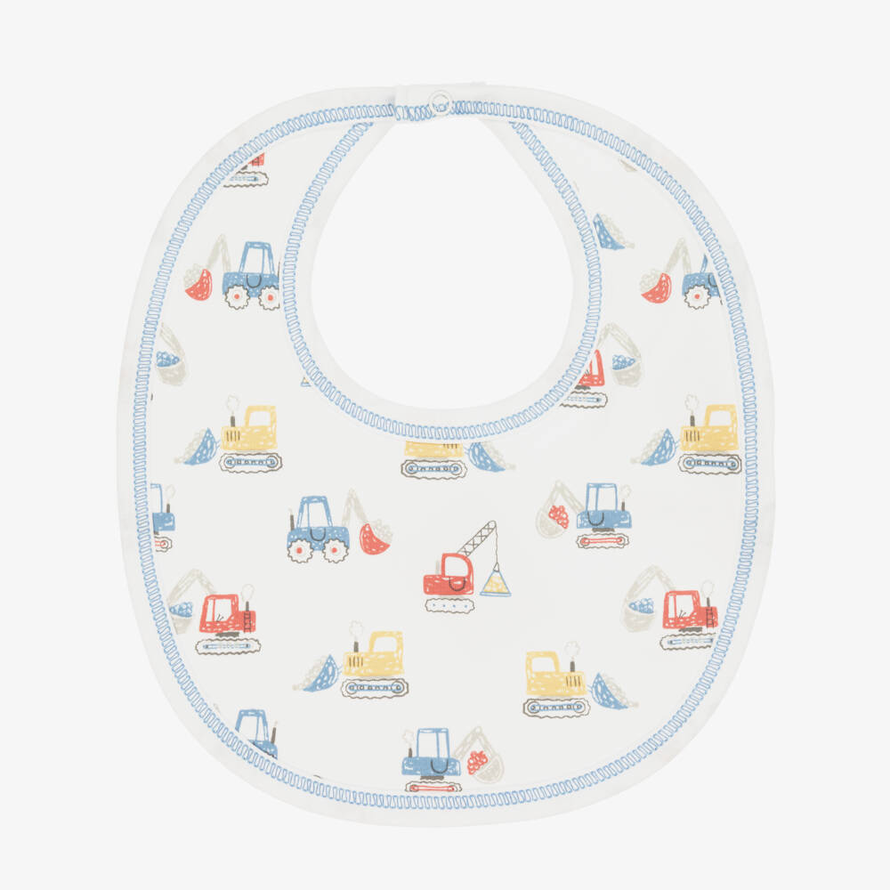 Kissy Kissy-Boys White Digger Cotton Bib | Childrensalon Outlet