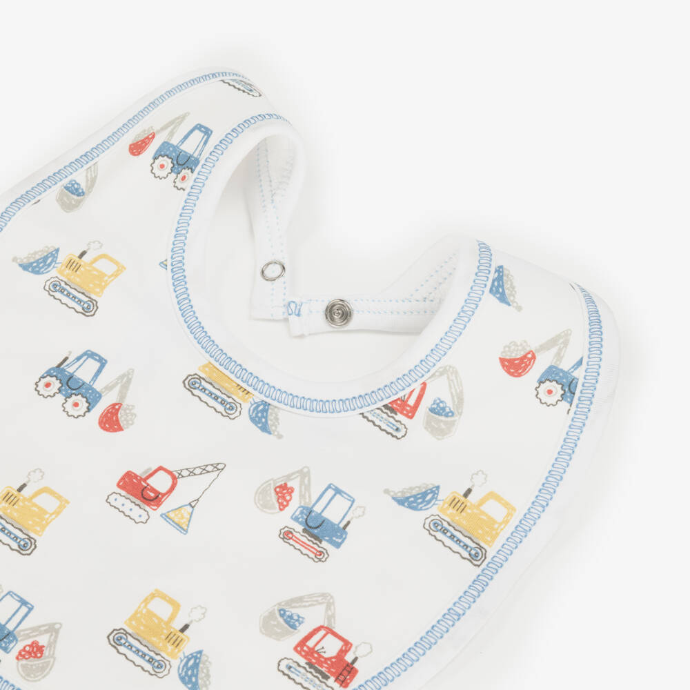 Kissy Kissy-Boys White Digger Cotton Bib | Childrensalon Outlet