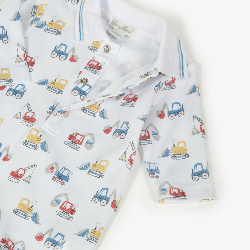 Kissy Kissy-Белый боди с принтом экскаватора для мальчиков | Childrensalon Outlet