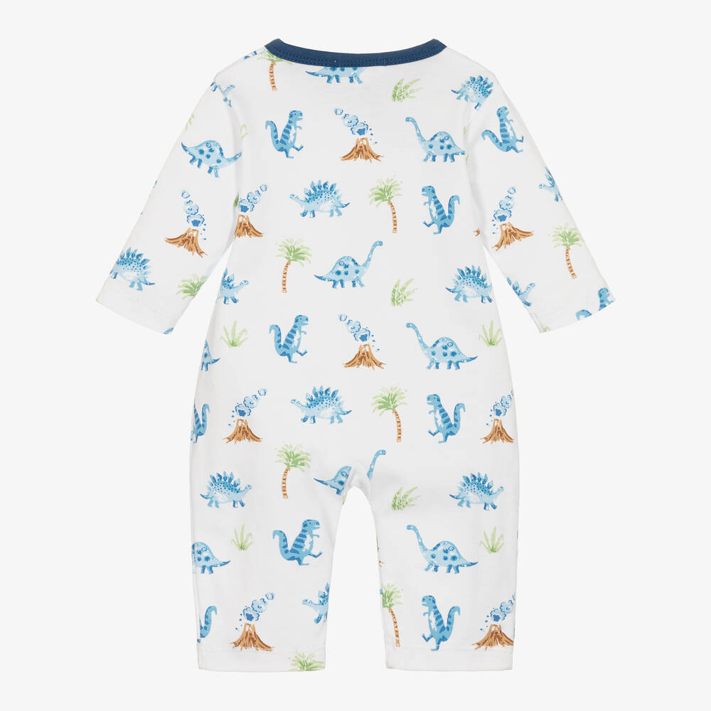 كيسي كيسي-أفرول رومبر بطبعة ديناصورات قطن بيما لون أبيض للمواليد | Childrensalon Outlet