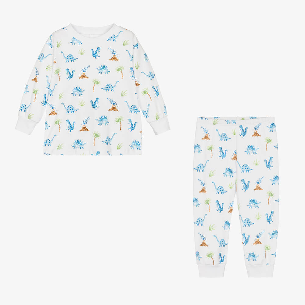 Kissy Kissy-Boys White Dino Territory Pima Cotton Pyjamas | Childrensalon Outlet