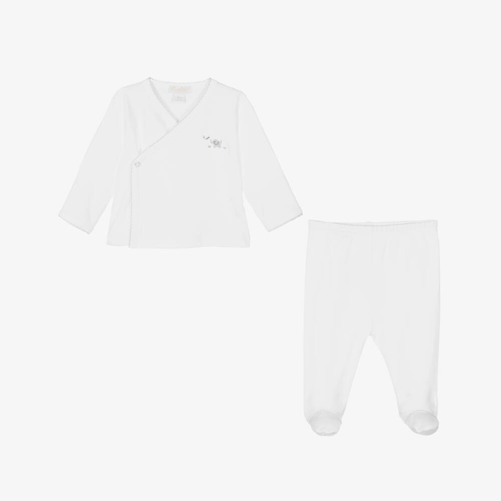 Kissy Kissy-Boys White Elephant 2-Piece Babysuit | Childrensalon Outlet