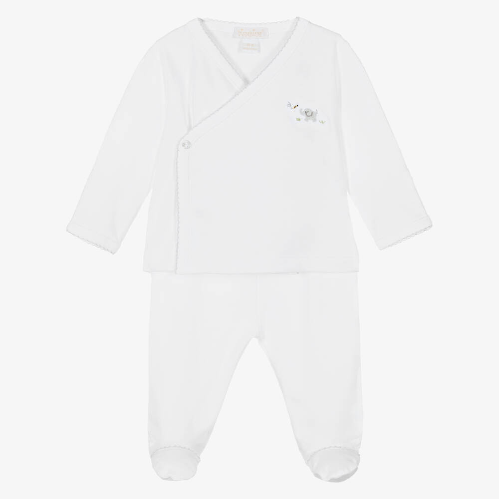 Kissy Kissy-Boys White Elephant 2-Piece Babysuit | Childrensalon Outlet