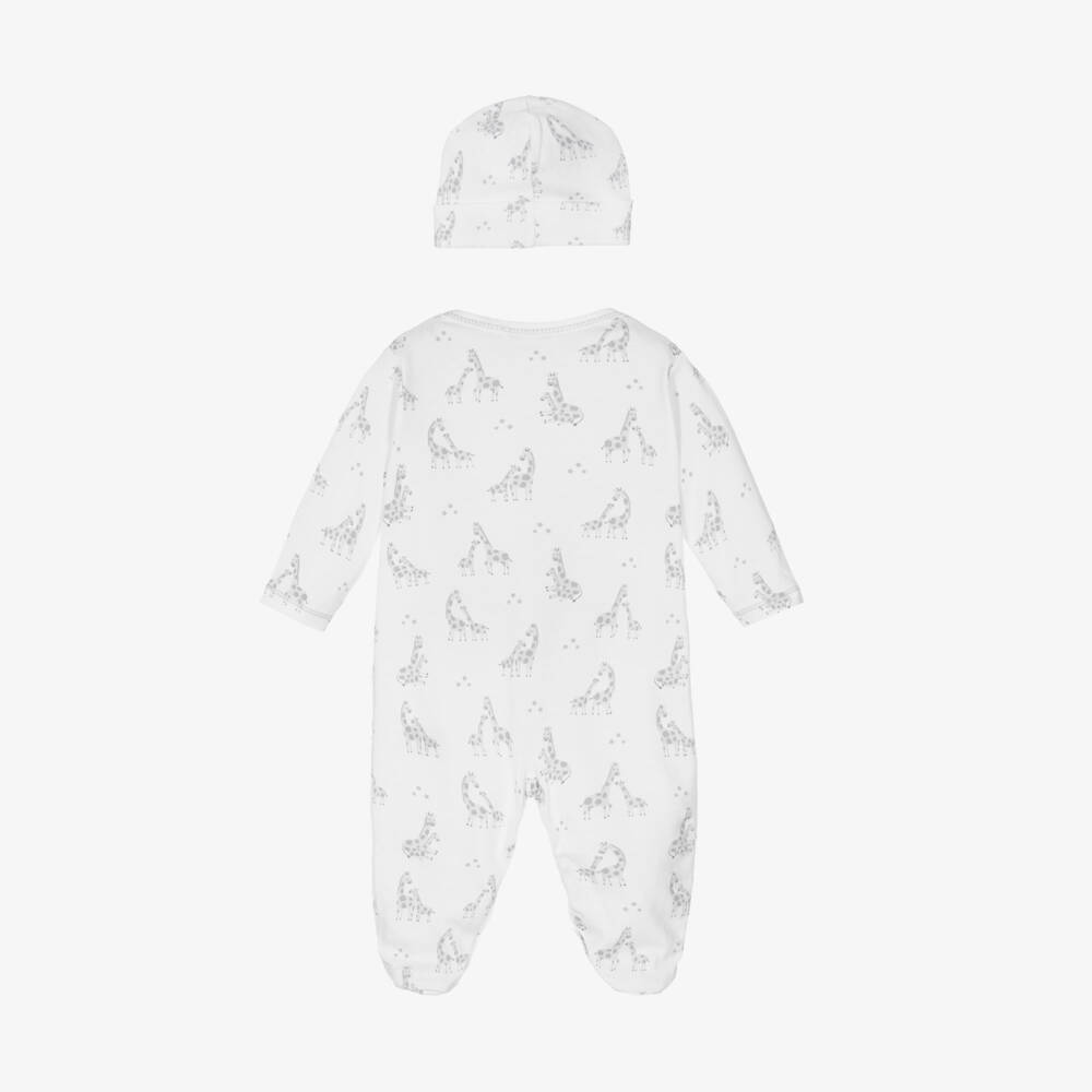 Kissy Kissy-Boys White Giraffe Cotton Babygrow Set | Childrensalon Outlet