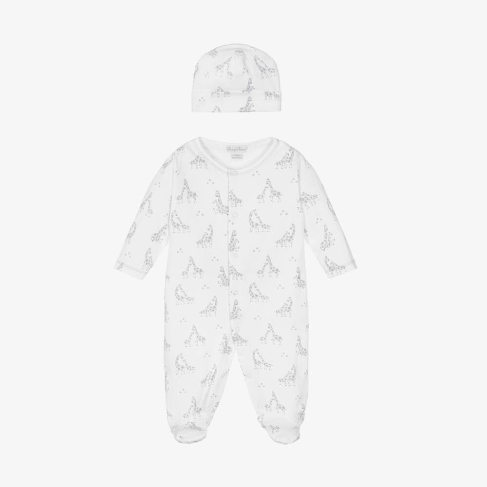 Kissy Kissy-Boys White Giraffe Cotton Babygrow Set | Childrensalon Outlet