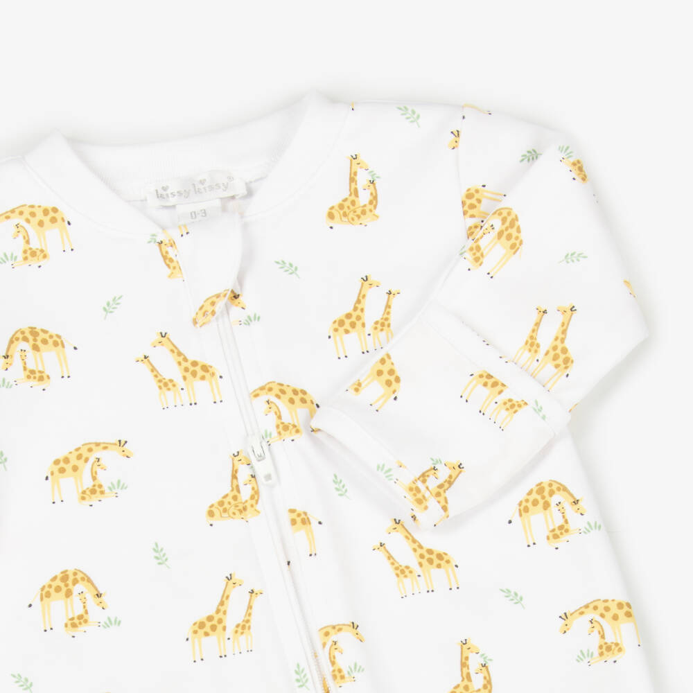 Kissy Kissy-Boys White Giraffe Print Babygrow | Childrensalon Outlet