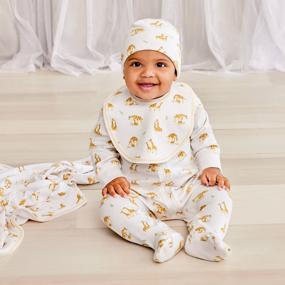Kissy Kissy-Boys White Giraffe Print Babygrow | Childrensalon Outlet