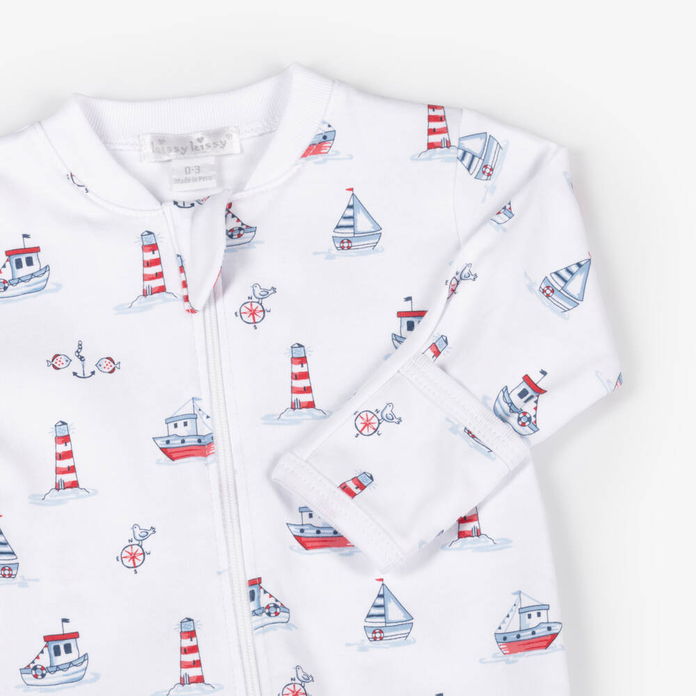 Kissy Kissy-Boys White Nautical Pima Babygrow | Childrensalon Outlet