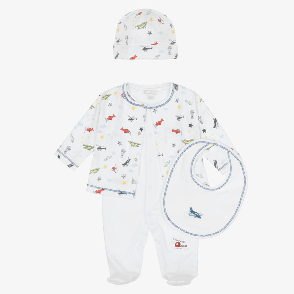 Kissy Kissy-Boys White Pima Cotton Aviators Babysuit Set | Childrensalon Outlet