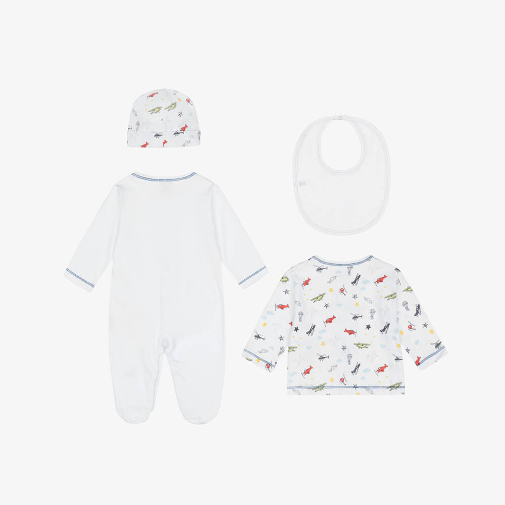 Kissy Kissy-Boys White Pima Cotton Aviators Babysuit Set | Childrensalon Outlet