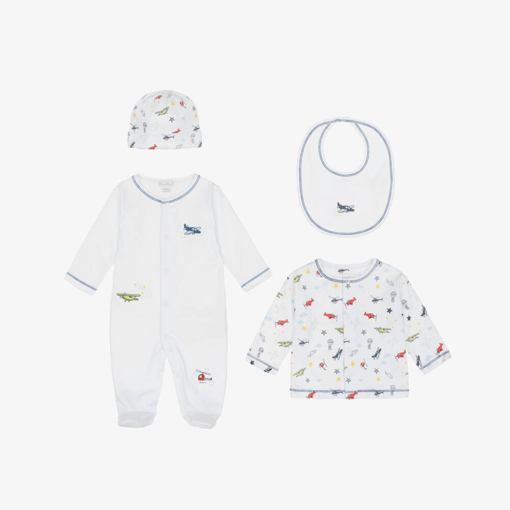Kissy Kissy-Boys White Pima Cotton Aviators Babysuit Set | Childrensalon Outlet