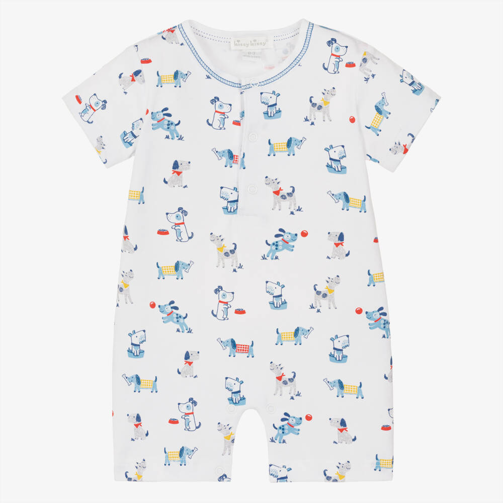 Kissy Kissy-Boys White Pima Cotton Puppy Shortie | Childrensalon Outlet