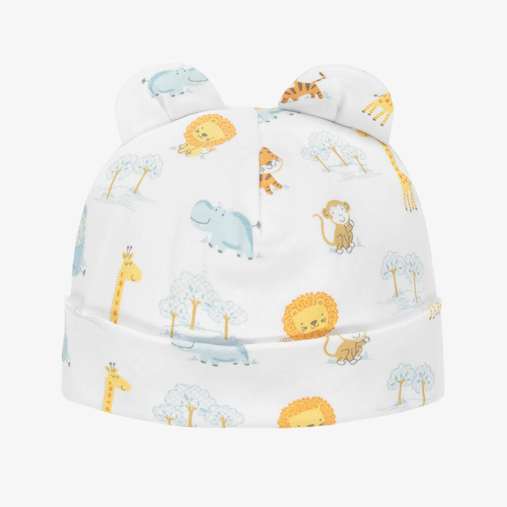 Kissy Kissy - Boys White Pima Cotton Safari Style Hat  | Childrensalon