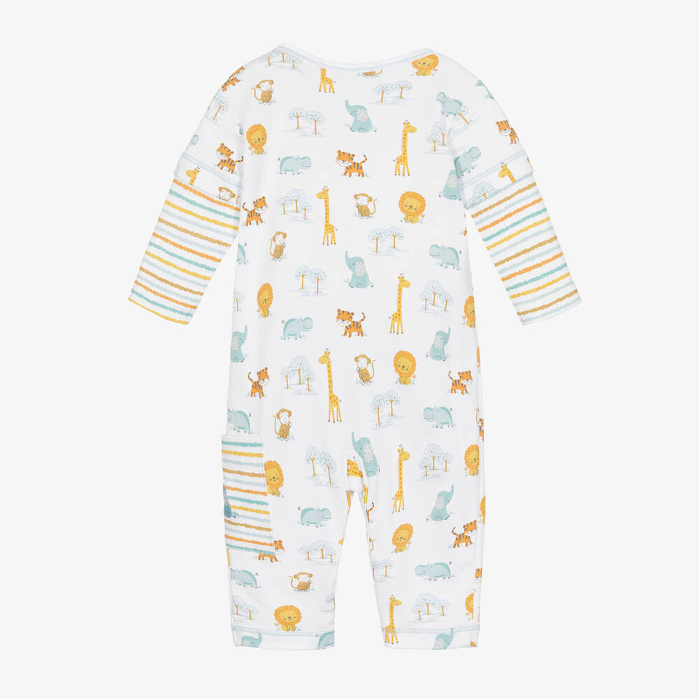 Kissy Kissy-أفرول رومبر بطبعة حيوانات قطن بيما لون أبيض للمواليد | Childrensalon Outlet