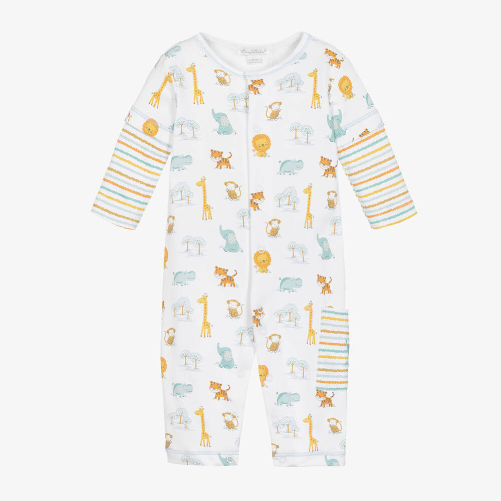 Kissy Kissy - Boys White Pima Cotton Safari Style Romper | Childrensalon