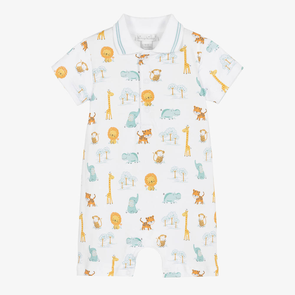 Kissy Kissy - Boys White Pima Cotton Safari Style Shortie | Childrensalon