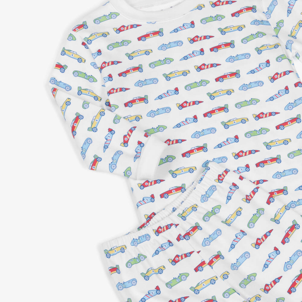Kissy Kissy-بيجاما قطنية بيضاء للأولاد بنقشة سيارات | Childrensalon Outlet