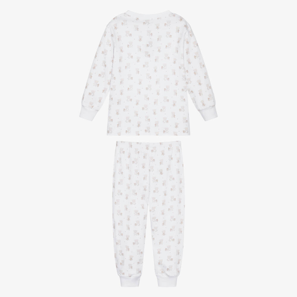Kissy Kissy-Boys White Pima Cotton Teddy Bear Love Pyjamas | Childrensalon Outlet