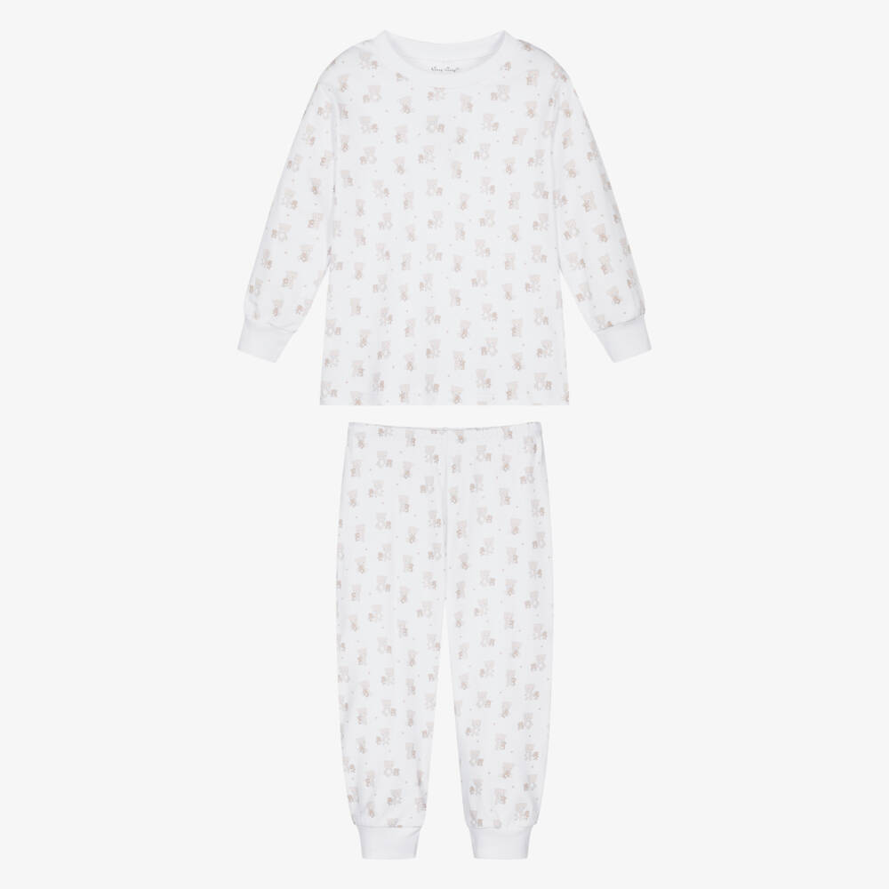 Kissy Kissy-Boys White Pima Cotton Teddy Bear Love Pyjamas | Childrensalon Outlet