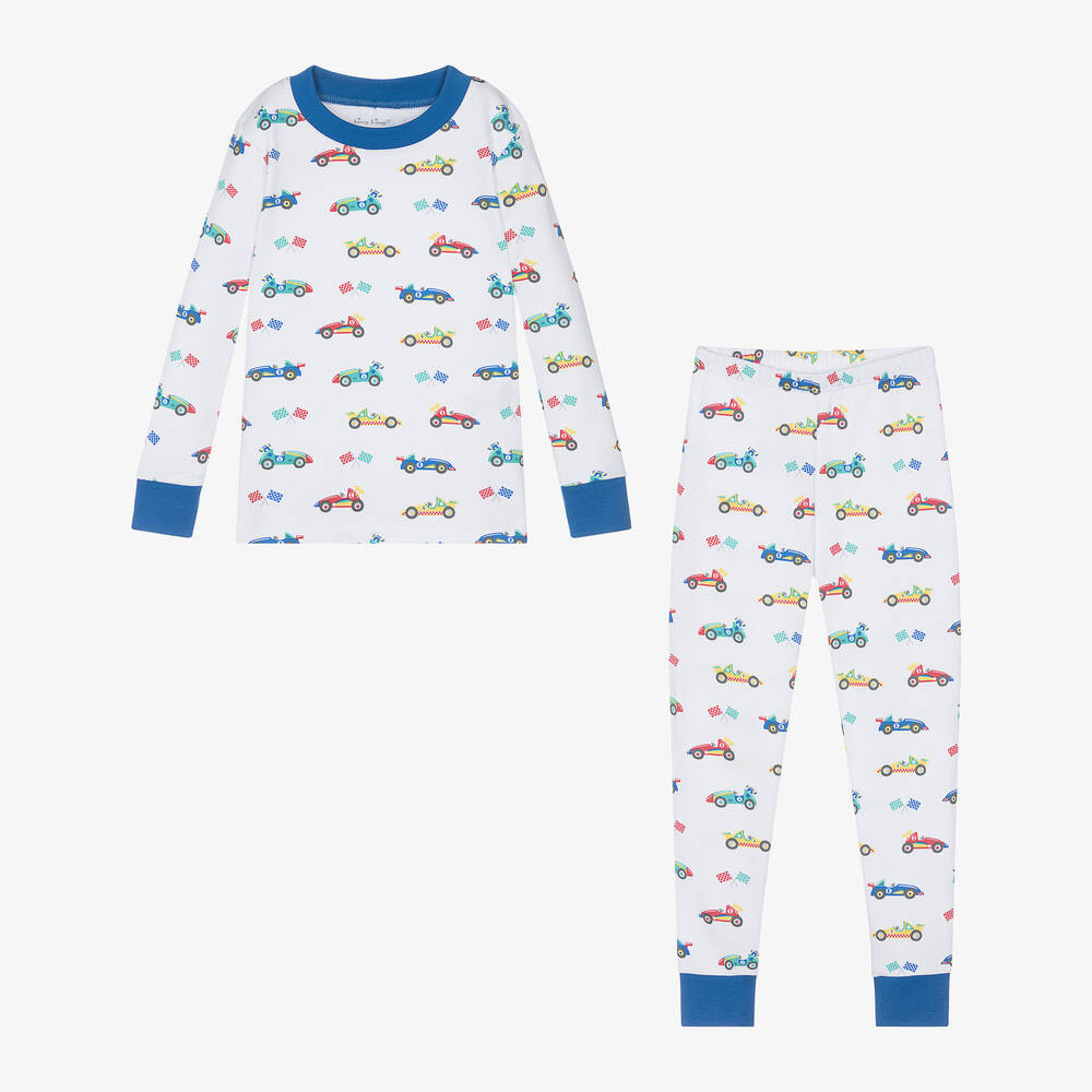Kissy Kissy-Boys White Race Car Rally Cotton Pyjamas | Childrensalon Outlet