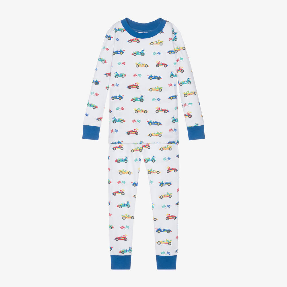 Kissy Kissy-Boys White Race Car Rally Cotton Pyjamas | Childrensalon Outlet