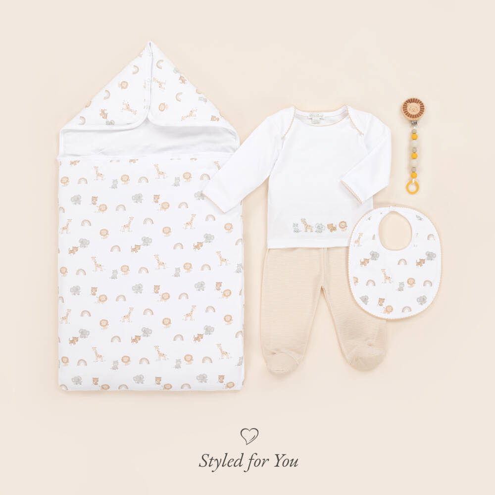 Kissy Kissy-Boys White Safari Cotton Nest | Childrensalon Outlet