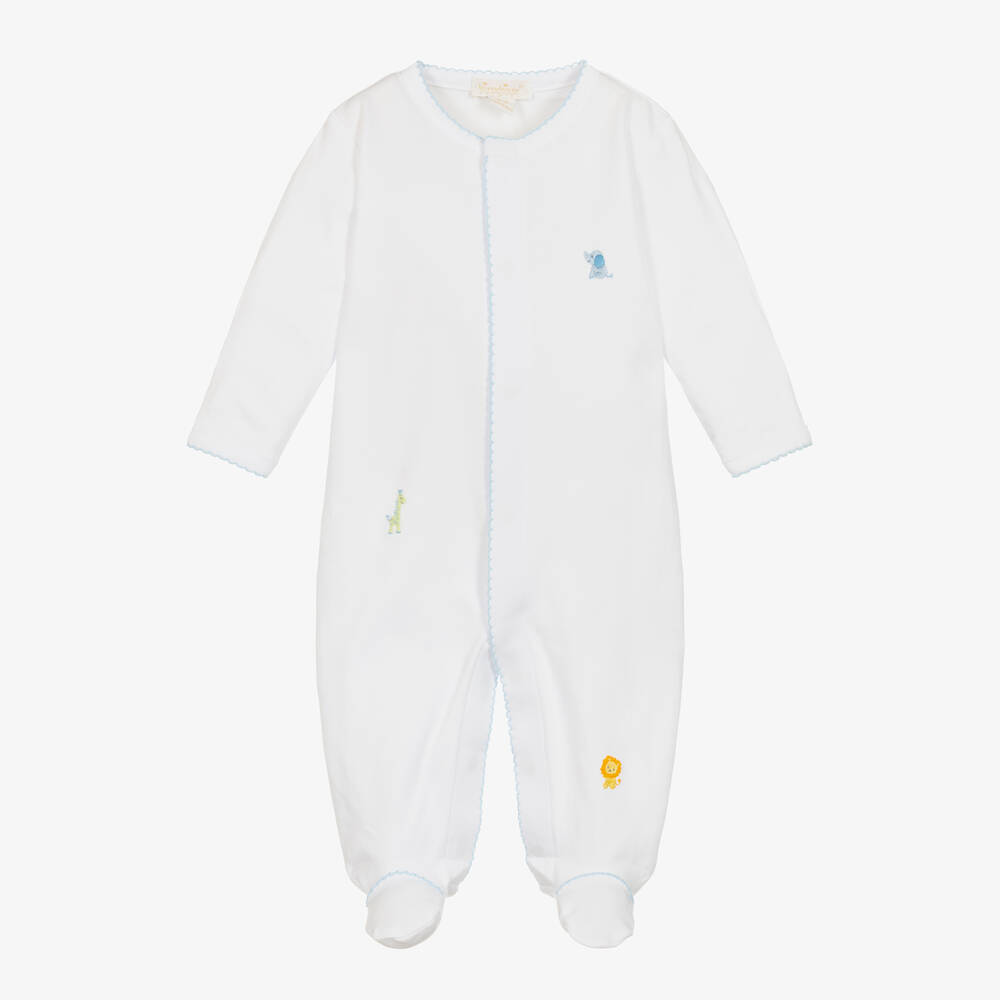 Kissy Kissy - Boys White Safari Style Babygrow  | Childrensalon