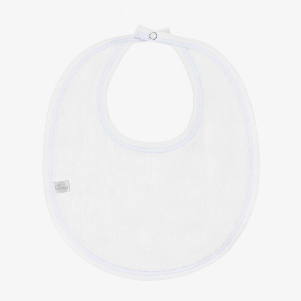 Kissy Kissy-Boys White Sizzling Speedway Pima Cotton Bib | Childrensalon Outlet