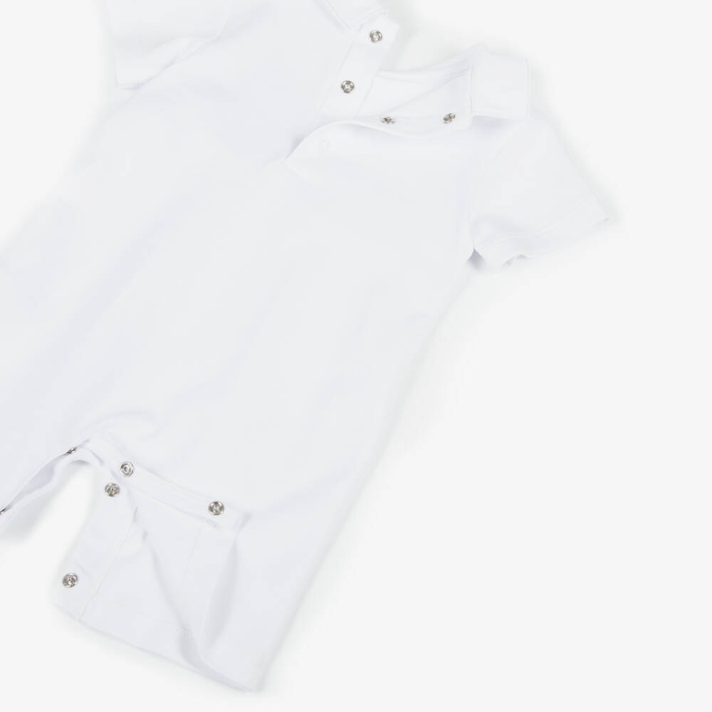 Kissy Kissy-Boys White Smocked Cotton Romper | Childrensalon Outlet