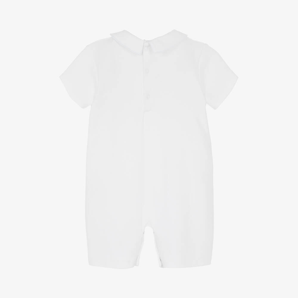Kissy Kissy-Boys White Smocked Cotton Romper | Childrensalon Outlet