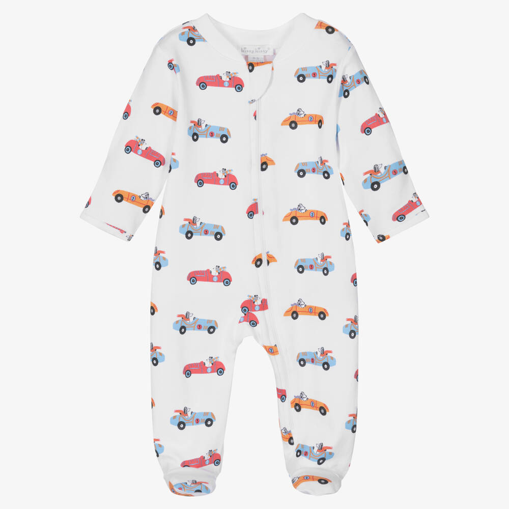 Kissy Kissy - Boys White Speedway Pups Babygrow | Childrensalon