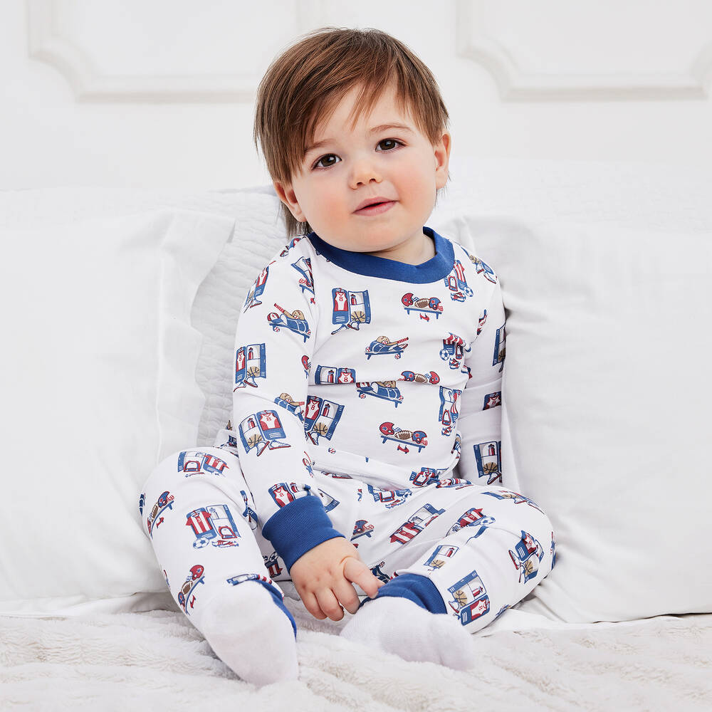 Kissy Kissy Boys White Sports Stuff Cotton Pyjamas Childrensalon Outlet
