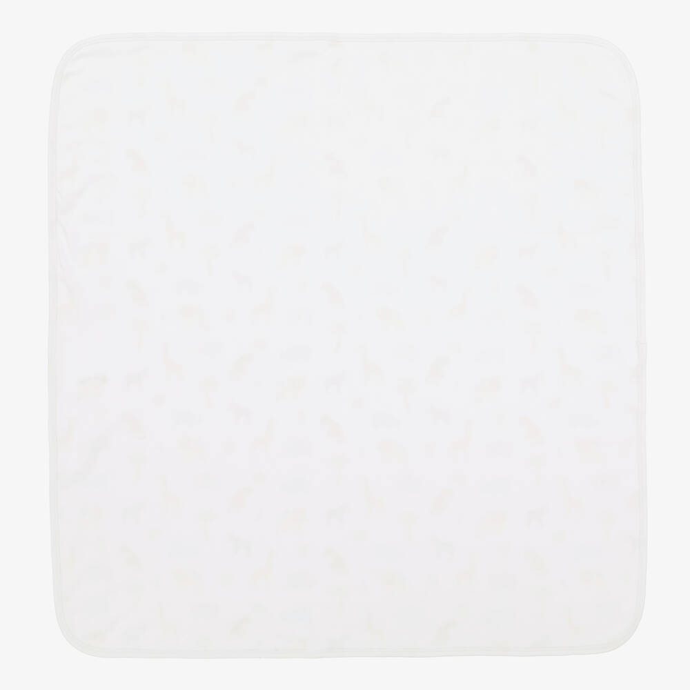 Kissy Kissy-Boys White Tropical Jungle Pima Cotton Blanket (73cm) | Childrensalon Outlet