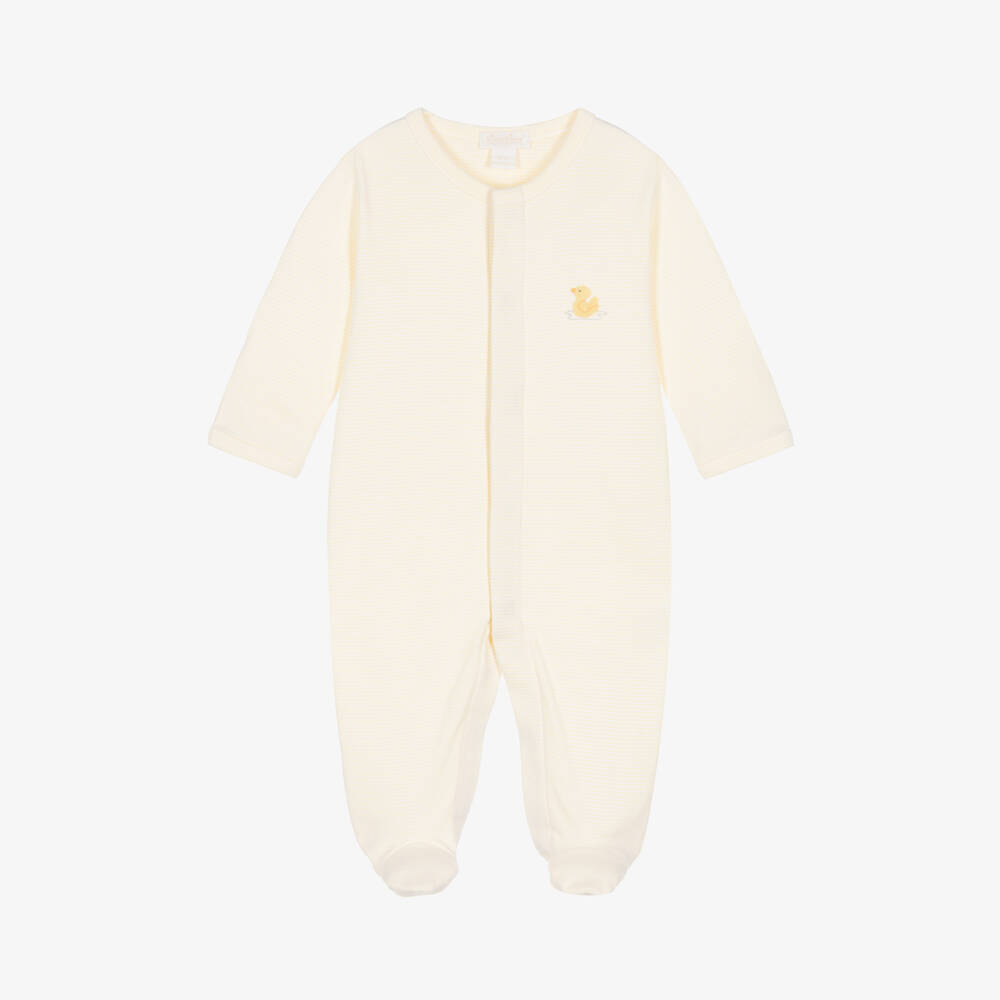 Kissy Kissy-Boys Yellow Stripe Duck Babygrow | Childrensalon Outlet