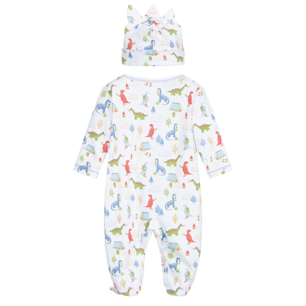 Kissy Kissy-بيبي غرو وقبعة قطن بيما لون أبيض بطبعة ملونة للمواليد | Childrensalon Outlet